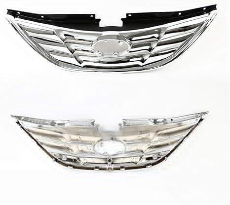 DrivegoPlus Front Upper Grille Grill JX-7288-CM Replacement for 2011-2013 Hyundai Sonata,chrome