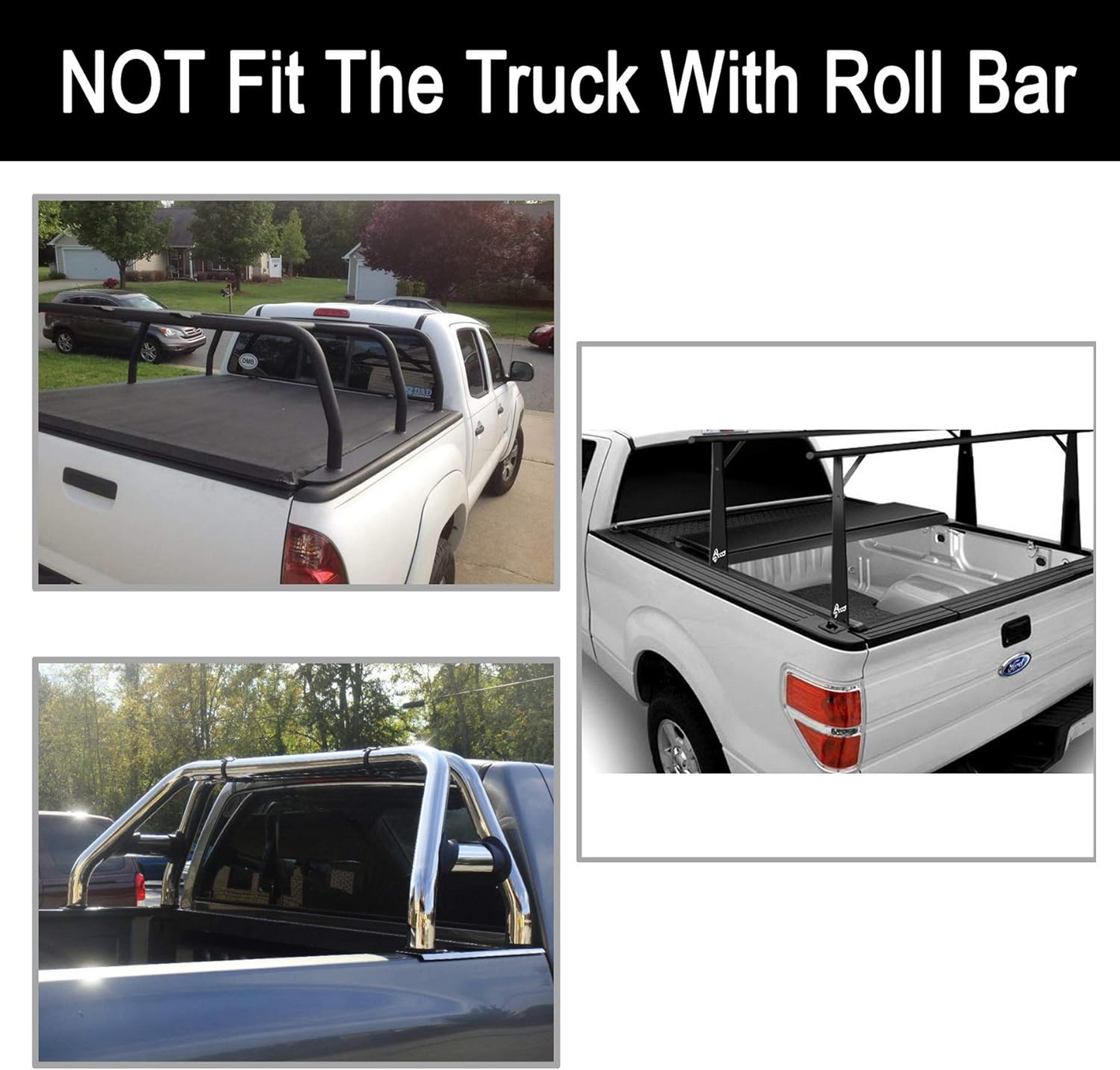 DrivegoPlus Black Vinyl Clamp On Soft Lock & Roll-up Top Mount Tonneau Cover Assembly w/Rails+Mounting Hardware Fit 05-15 Toyota Tacoma Pickup 6ft Fleetside Bed