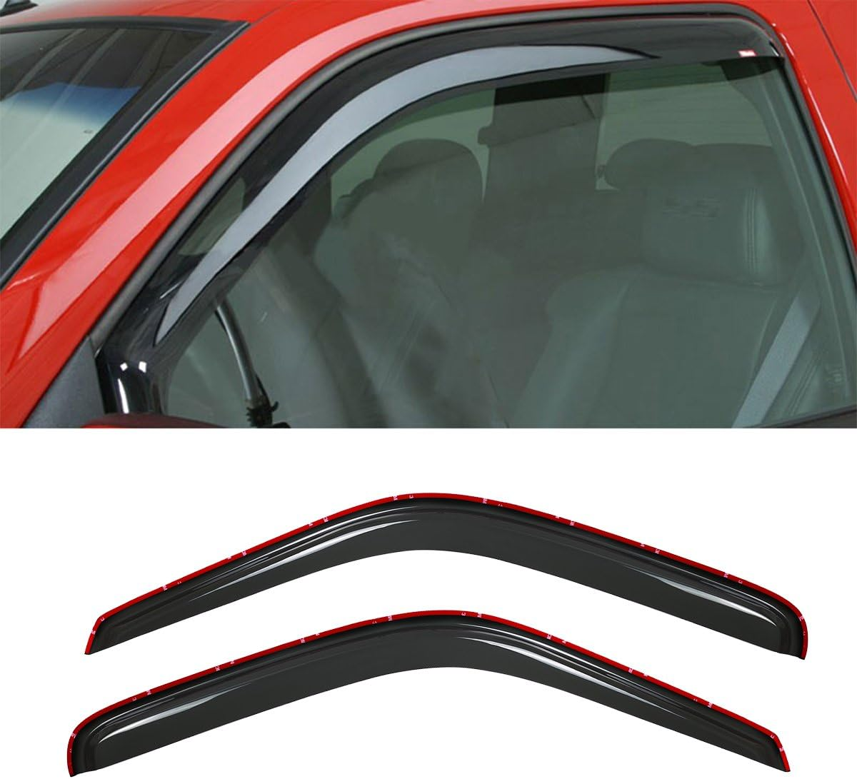 DrivegoPlus New 2pcs 94-01 Ram 1500 94-02 Ram 2500/3500 Dark Smoke in-Channel Style Wind Sun Rain Guard Vent Shade Deflector Window Visors