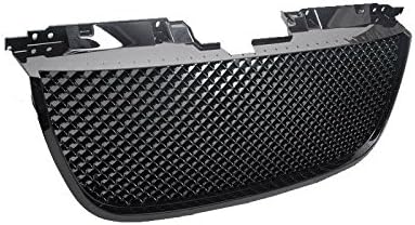 DrivegoPlus 1pc Glossy Black Strong ABS Plastic Badgeless Mesh Style Front Main Upper Grille Fit 07-14 GMC Yukon Base/SLE/SLT/Denali Only / 07-14 GMC Yukon XL 1500/2500 SLE/SLT/Denali Only