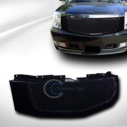 DrivegoPlus Front Grill Cover Compatible with 2007-2014 Cadillac Escalade/EXT | Glossy Black Luxury Sport Mesh Style Front Bumper Grille Guard | Front Grille Mesh Guard