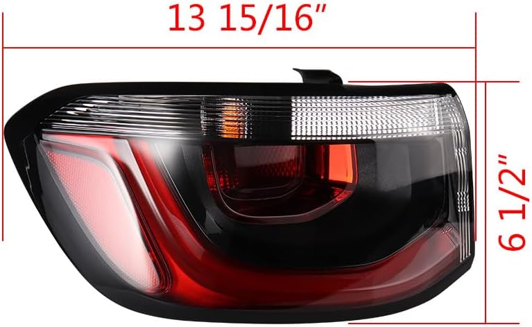 DrivegoPlus Rear Brake Running Tail Lights Assembly Turn Signal Indicator Outer Tail Lamp Clear Red Lens Compatible for Jeep Compass 2017-2020 Fits OE# CH2804115 55112839AC, 1PC Driver