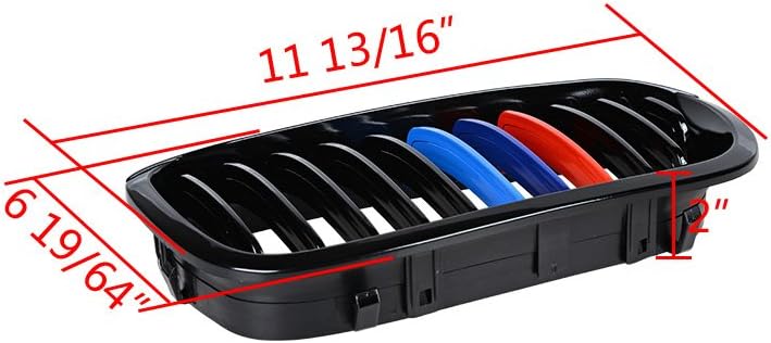 DrivegoPlus Left Right Glossy Black M-Color Kidney Grille Grill Compatible with 2003-2006 BMW E46 325Ci 330Ci 2-Door LCI