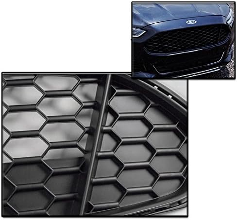 DrivegoPlus Front Bumper Upper Honeycomb Mesh Grille Insert Gloss Black/Chrome Trim Compatible with 2013-16 Ford Fusion