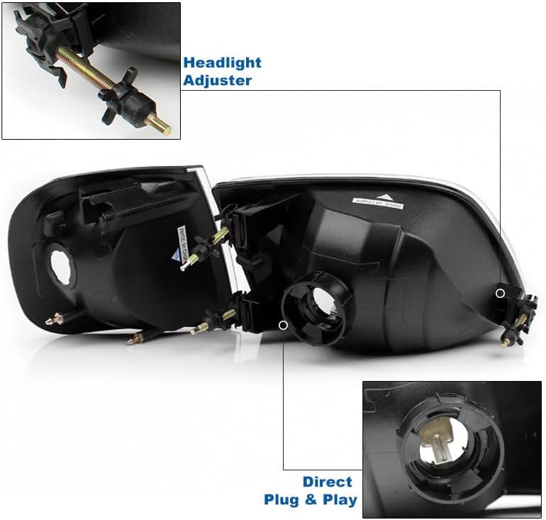 DrivegoPlus Replacement Headlights w/Corner Lights Amber/Smoke Compatible with 1997-03 Ford F-150 | 1997-02 Expedition