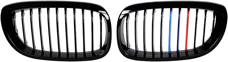 DrivegoPlus Left Right Glossy Black M-Color Kidney Grille Grill Compatible with 2003-2006 BMW E46 325Ci 330Ci 2-Door LCI