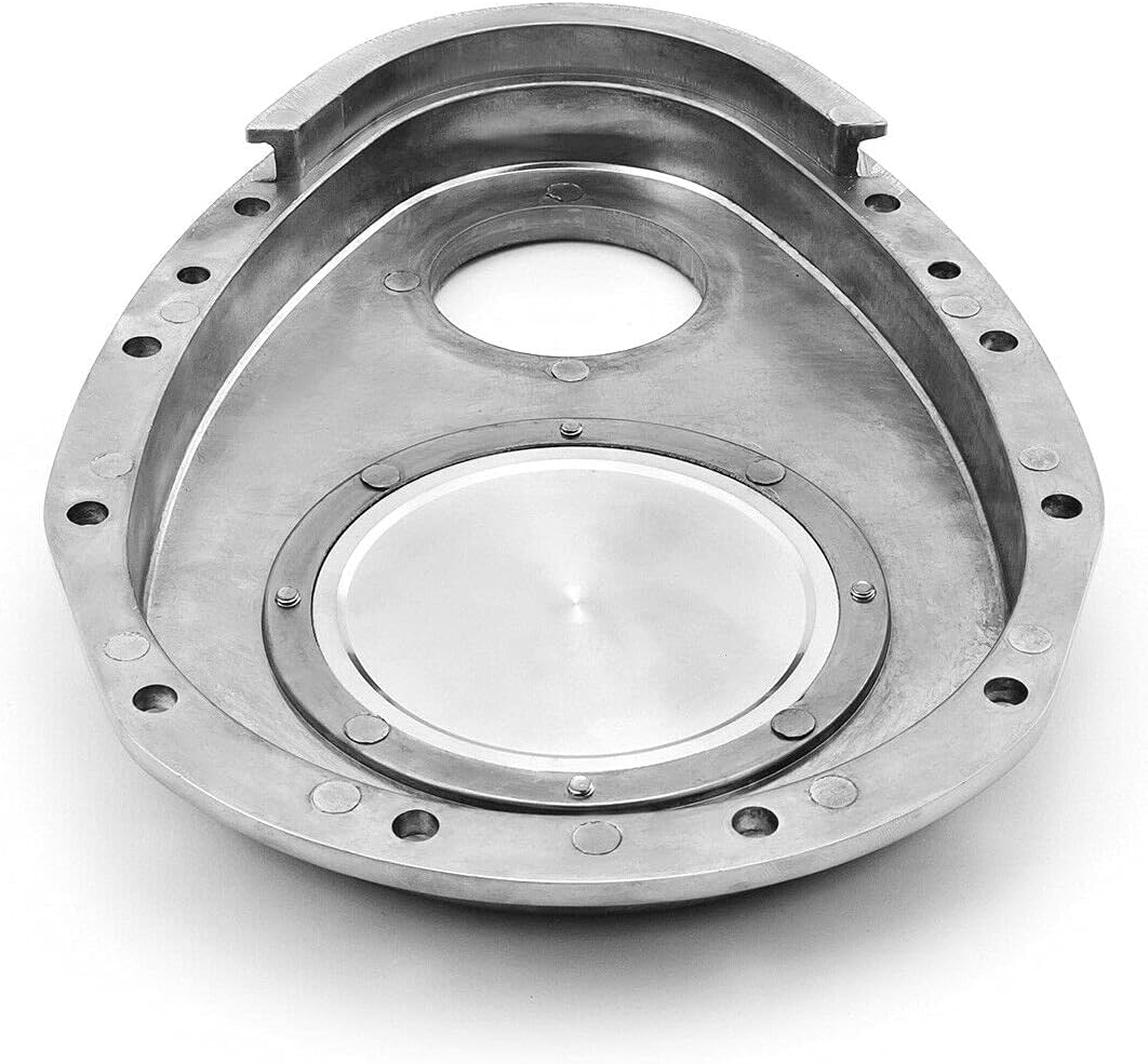 DrivegoPlus SBC 350 2-Piece Polished Aluminum Timing Chain Cover w/Inspection Plate PCE265_1061