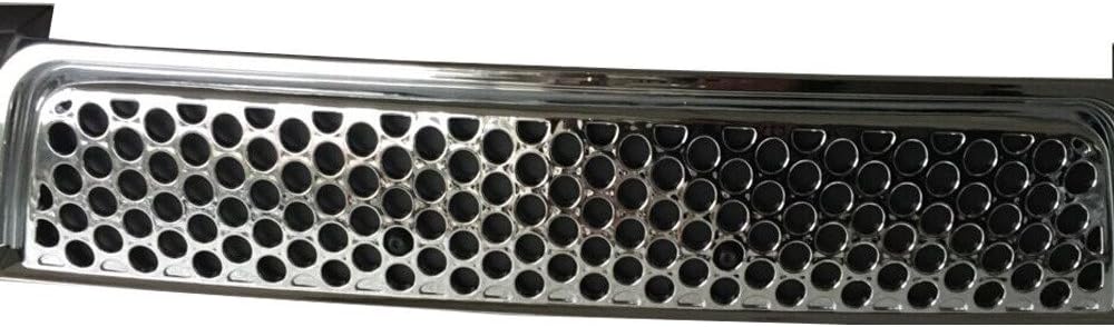DrivegoPlus 1pc Upper + 1pc Lower Bumper Front ABS Plastic Chrome Round Hole Style Grille Assembly For 07-14 GMC Yukon Base/SLE/SLT/Denali & 07-14 GMC Yukon XL 1500/2500 SLE/SLT/Denali