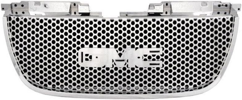 DrivegoPlus 1pc Upper + 1pc Lower Bumper Front ABS Plastic Chrome Round Hole Style Grille Assembly For 07-14 GMC Yukon Base/SLE/SLT/Denali & 07-14 GMC Yukon XL 1500/2500 SLE/SLT/Denali