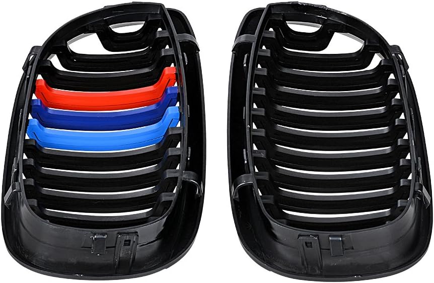 DrivegoPlus Left Right Glossy Black M-Color Kidney Grille Grill Compatible with 2003-2006 BMW E46 325Ci 330Ci 2-Door LCI