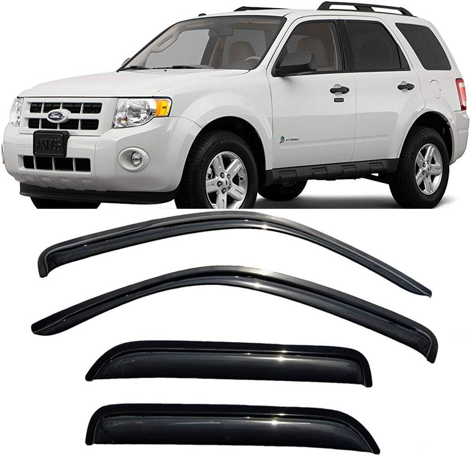 DrivegoPlus 4pcs Side Window Deflector Window Visors Out-Channel Style for Ford Escape 01-12 for Mazda Tribute 08-11 for Mercury Mariner 05-11 Sun Rain Guard