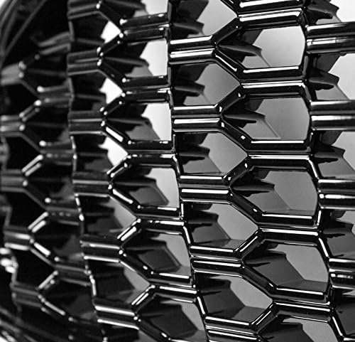 DrivegoPlus Front Bumper Upper Honeycomb Mesh Grille Insert Gloss Black/Chrome Trim Compatible with 2013-16 Ford Fusion