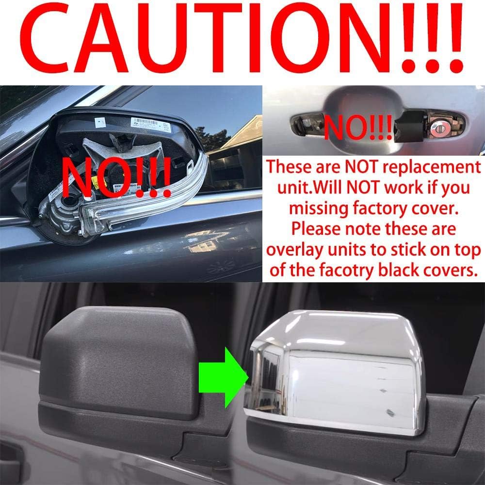 DrivegoPlus 3-Layers Shiny Chrome Plated Parts Accessories Top Half Side Mirror Cover Designed For 2014-2020 Chevrolet Impala