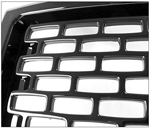 DrivegoPlus Mesh Style Front Bumper Hood Upper Grille Grill Gloss Black For 2014-2015 GMC Sierra 1500 Pickup Truck