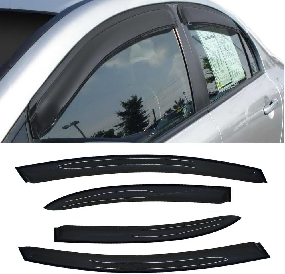 DrivegoPlus 4pcs Window Visors Sun Rain Guard Out-Channel Style for 06-11 Honda Civic 4-Door Sedan Side Window Deflectors Visor