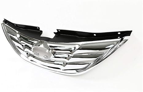 DrivegoPlus Front Upper Grille Grill JX-7288-CM Replacement for 2011-2013 Hyundai Sonata,chrome