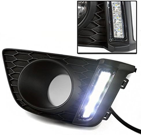DrivegoPlus LED DRL Bumper Driving Fog Lights Lamps Chrome Compatible with 2015-2016 Honda Fit