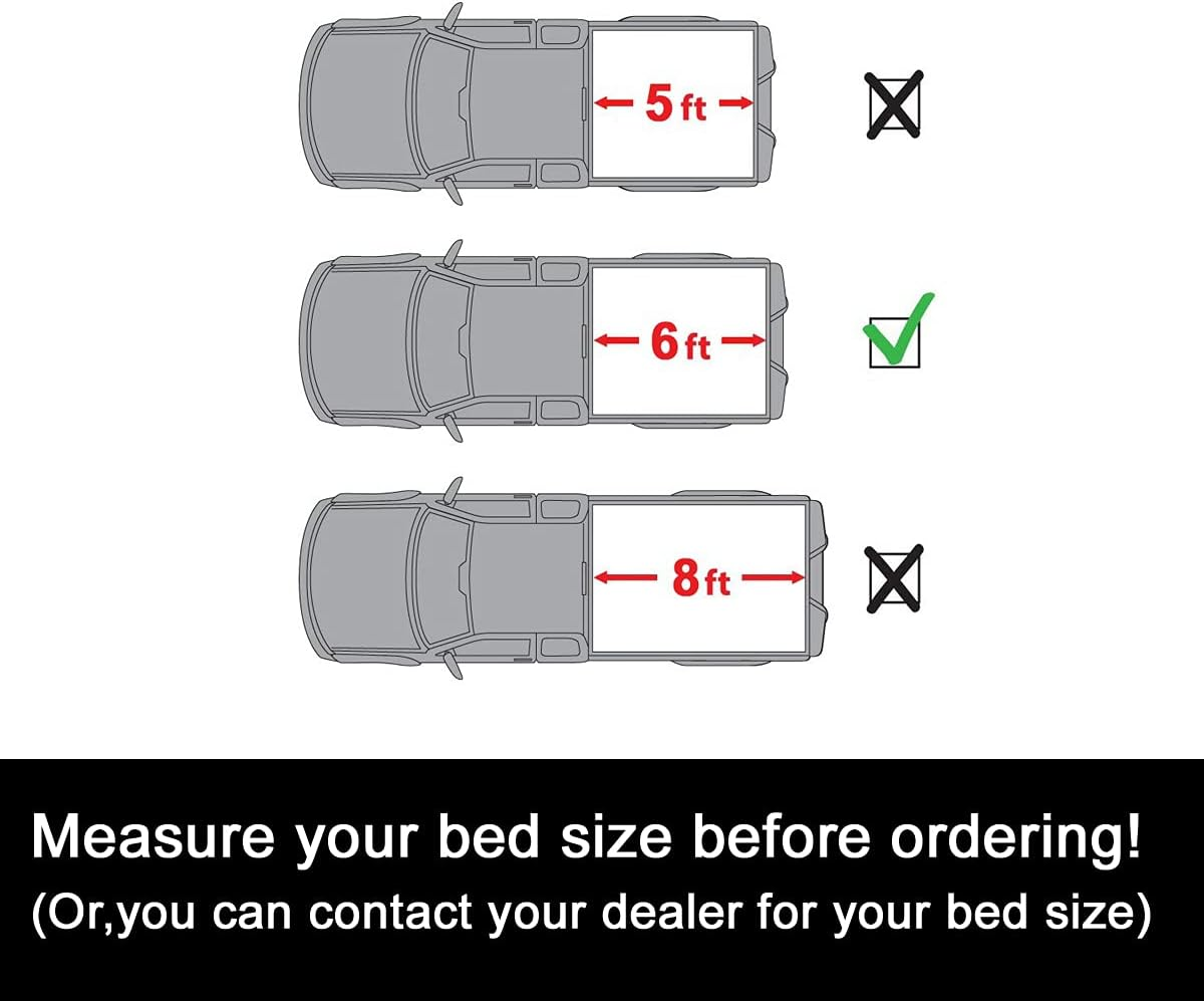 DrivegoPlus Black Vinyl Clamp On Soft Lock & Roll-up Top Mount Tonneau Cover Assembly w/Rails+Mounting Hardware Fit 05-15 Toyota Tacoma Pickup 6ft Fleetside Bed