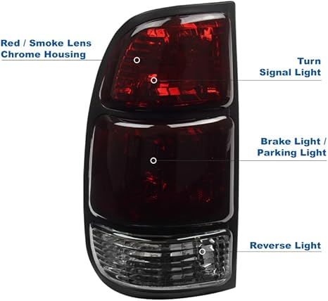 DrivegoPlus Tail Brake Lights Rear Lamps Red/Smoke Lens Compatible with 2000-2004 Toyota Tundra Pickup