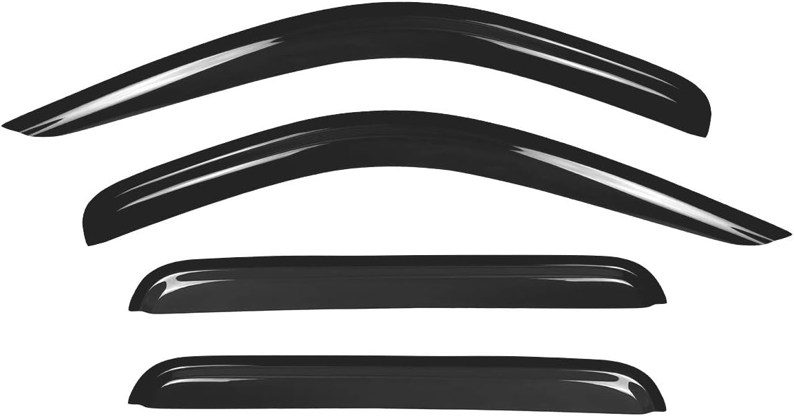 DrivegoPlus 4pcs Smoke Tint Out-Channel Reinforced Acrylic Sun Rain Guard Vent Shade Window Visors Compatible with Dodge 98-03 Durango 00-04 Dakota Crew Quad Cab with 4 Full Size Doors