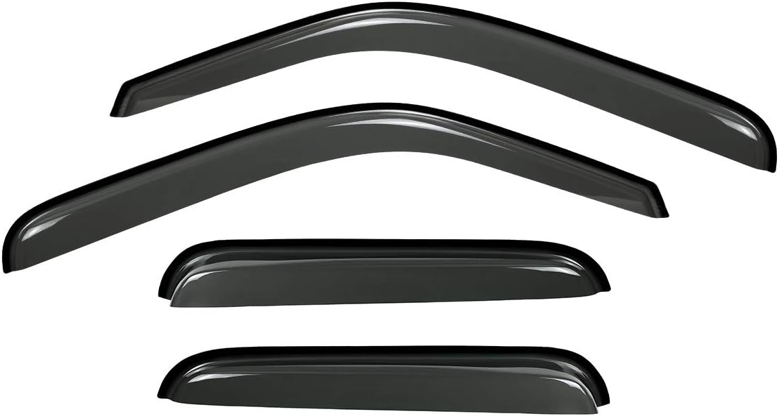DrivegoPlus 4pcs Compatible with 99-06 Silverado Sierra 07 Classic Extended Cab Dark Smoke Out-Channel Outside Mount Style Wind Sun Rain Guard Vent Shade Deflector Window Visorss