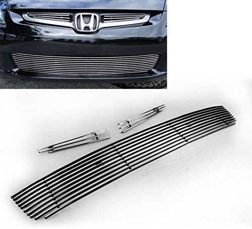 DrivegoPlus Front Bumper Upper + Lower Billet Grille Insert Combo Compatible with 2003-2005 Honda Accord Sedan