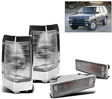 DrivegoPlus Front Bumper + Corner Signal Lights Lamps Chrome Compatible with 1990-1997 Hardbody