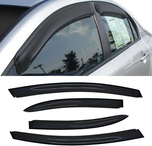 DrivegoPlus 4pcs Window Visors Sun Rain Guard Out-Channel Style for 06-11 Honda Civic 4-Door Sedan Side Window Deflectors Visor