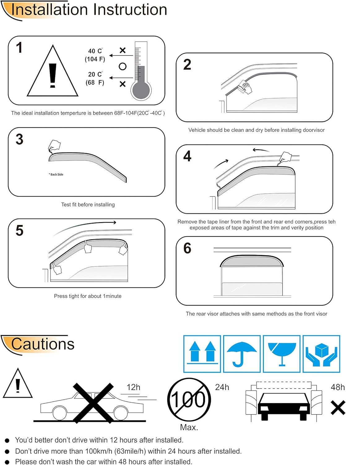 DrivegoPlus 4pcs Side Window Deflector Window Visors Out-Channel Style for Ford Escape 01-12 for Mazda Tribute 08-11 for Mercury Mariner 05-11 Sun Rain Guard
