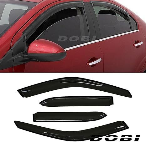 DrivegoPlus 4pcs Smoke Tint Out-Channel Reinforced Acrylic Sun Rain Guard Vent Shade Window Visors for 98-02 Chevrolet Prizm & 98-02 Toyota Corolla