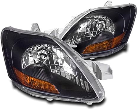 DrivegoPlus Replacement Black Headlights Lamps Compatible with 2007-2012 Toyota Yaris Sedan 4DR