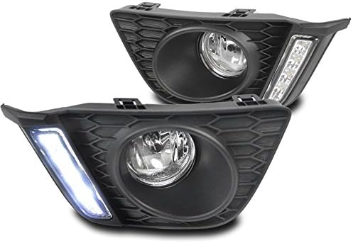 DrivegoPlus LED DRL Bumper Driving Fog Lights Lamps Chrome Compatible with 2015-2016 Honda Fit