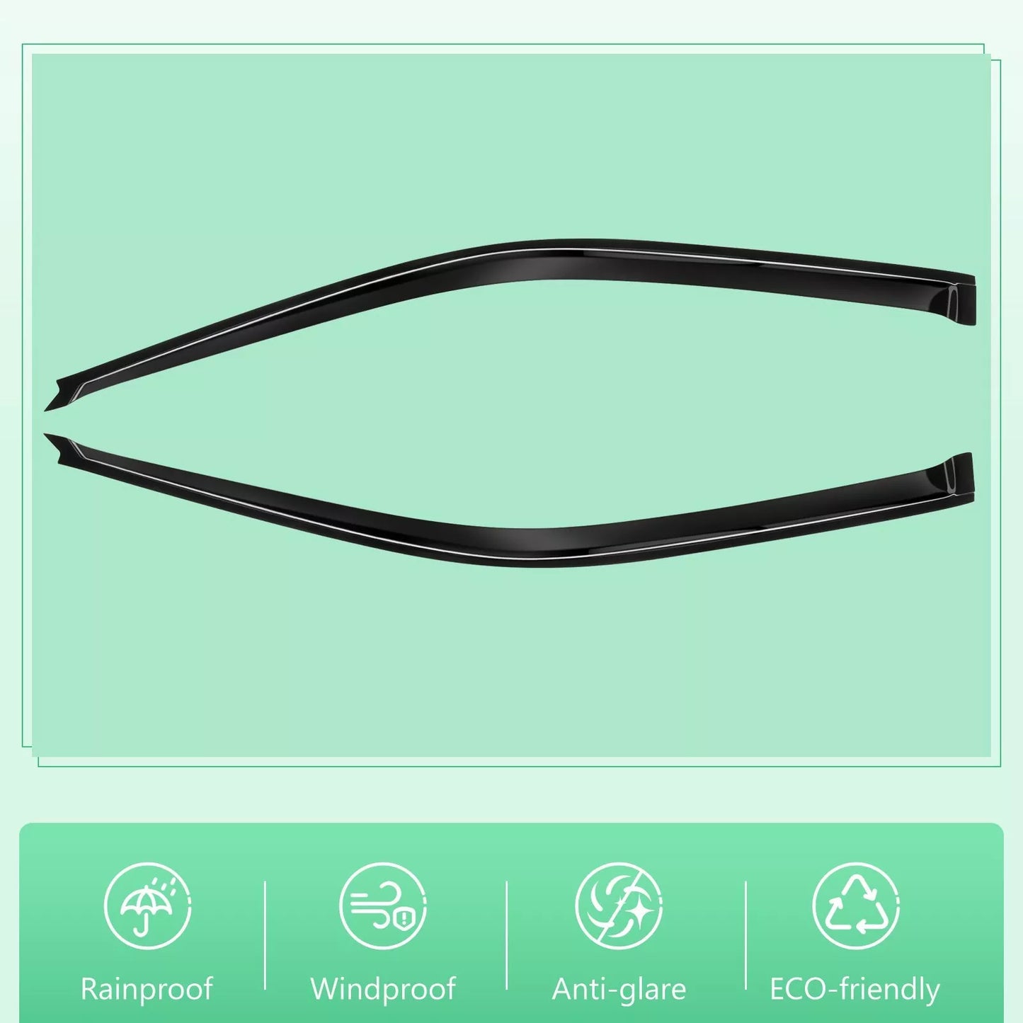 DrivegoPlus For 96-00 Honda Civic 2DR Coupe Mugen Style 3D Wavy Black Tinted Window Visor