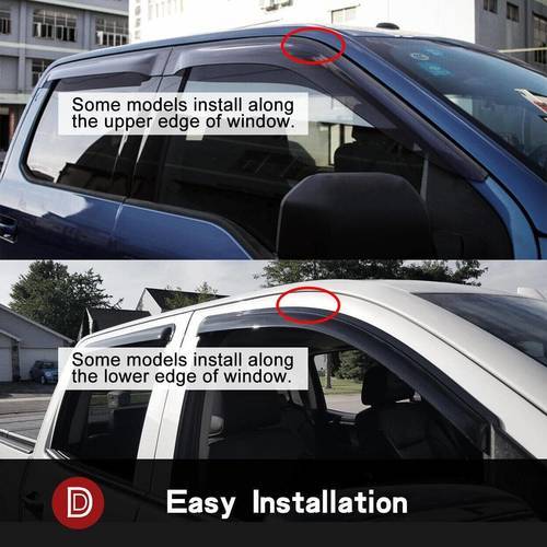 DrivegoPlus 4pcs Window Visors Sun Rain Guard for 04-14 Ford F150 Extended Cab Smoke Side Wind Deflectors Visor