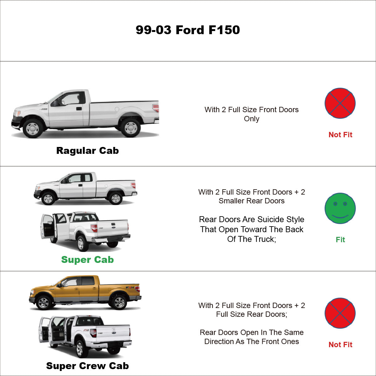 DrivegoPlus 4pcs Vent Shade Window Visors Fit 97-03 F150 97-99 F250 Light Duty Super Cab