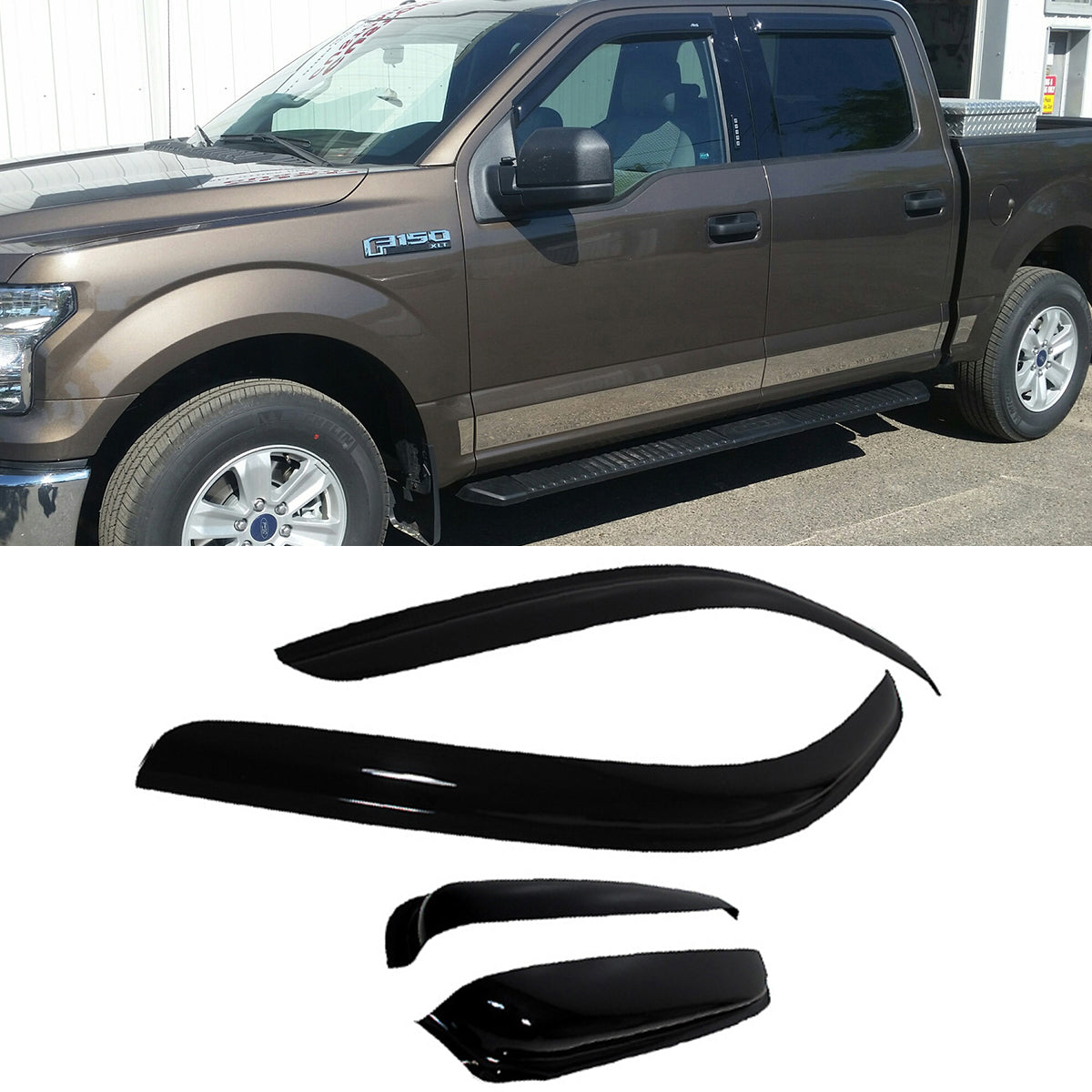 DrivegoPlus 4pcs Vent Shade Window Visors Fit 97-03 F150 97-99 F250 Light Duty Super Cab