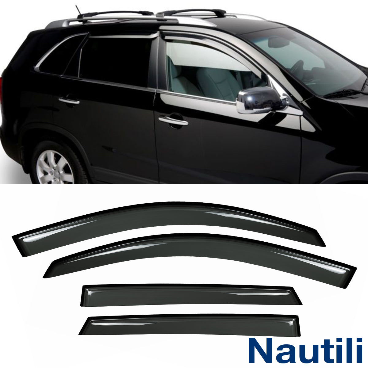 DrivegoPlus Fits for KIA Sorento 2010-2014 Side Window Vent Visor Sun Rain Deflector Guard