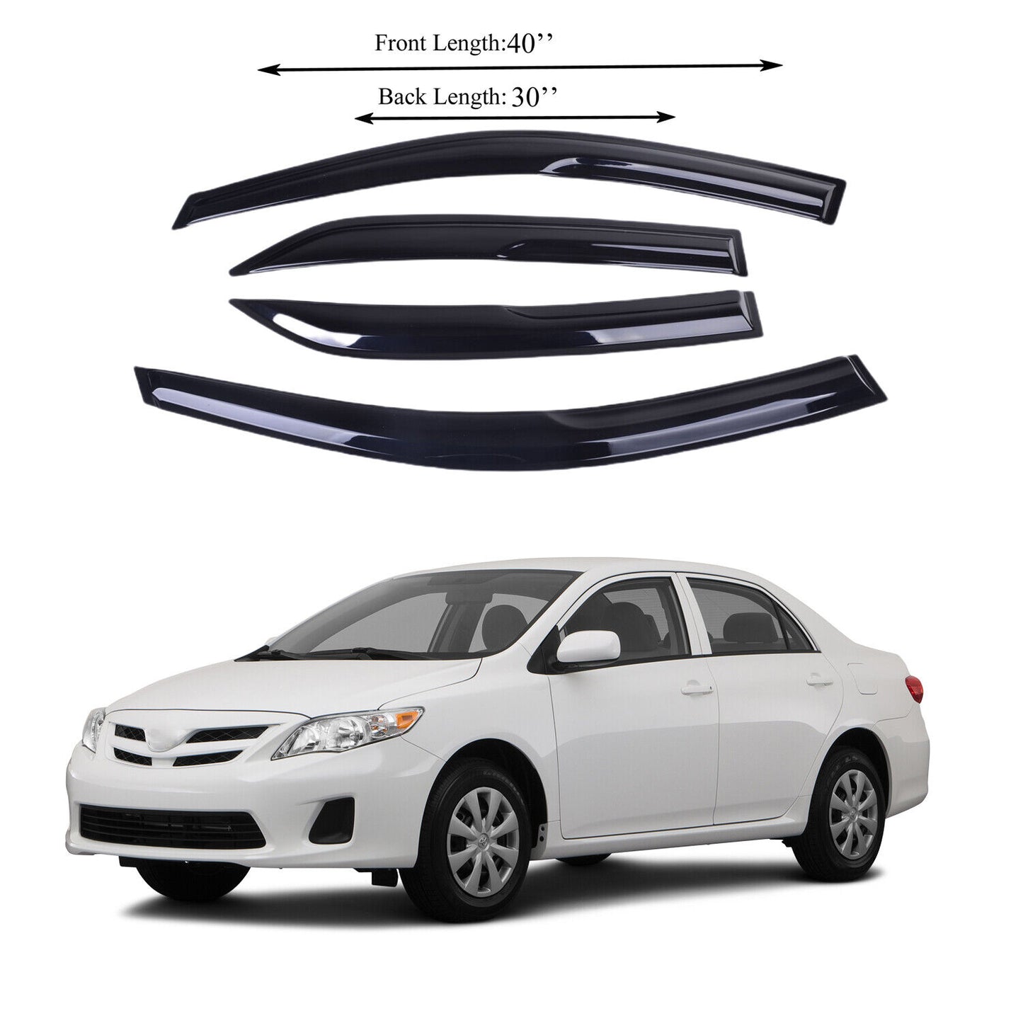 DrivegoPlus Fits for Toyota corolla 0913 Side Window Vent Visor Sun Rain Deflector Guard