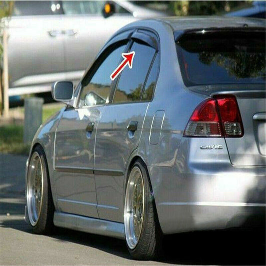 DrivegoPlus For 01-05 Honda Civic 4DR Sedan JDM Wavy Mugen Style 4 Pcs Window Visor Guard