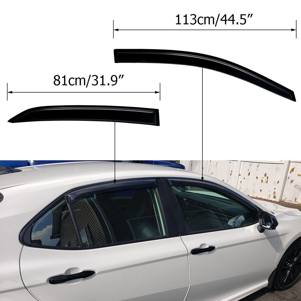 DrivegoPlus FOR 2018-2023 TOYOTA CAMRY CLIP-ON BLACK TRIM WINDOW VISOR RAIN GUARD DEFLECTOR