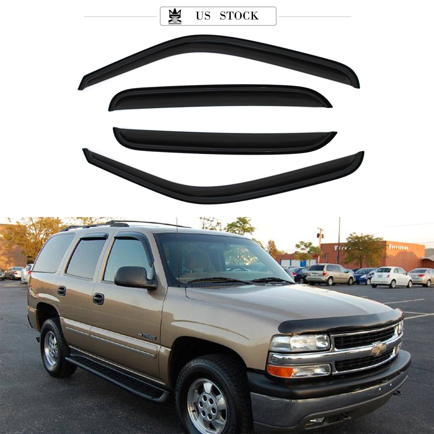 DrivegoPlus Fits 01-06 Chevy Silverado 1500 2500 3500 GMC Sierra Crew Cab Window Visors 4Pc