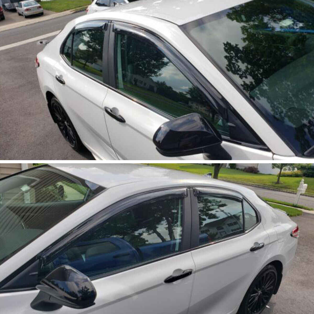 DrivegoPlus FOR 2018-2023 TOYOTA CAMRY CLIP-ON BLACK TRIM WINDOW VISOR RAIN GUARD DEFLECTOR