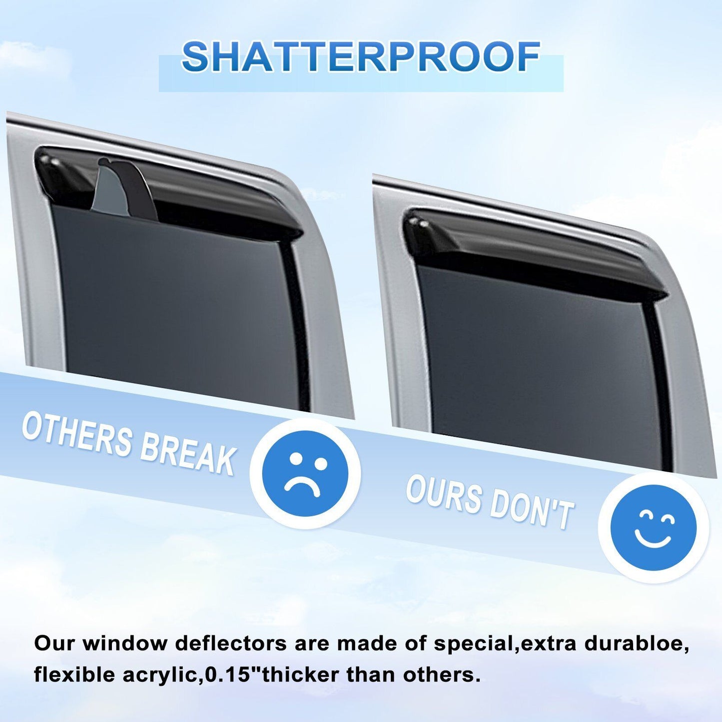 DrivegoPlus For 96-00 Honda Civic 2DR Coupe Mugen Style 3D Wavy Black Tinted Window Visor