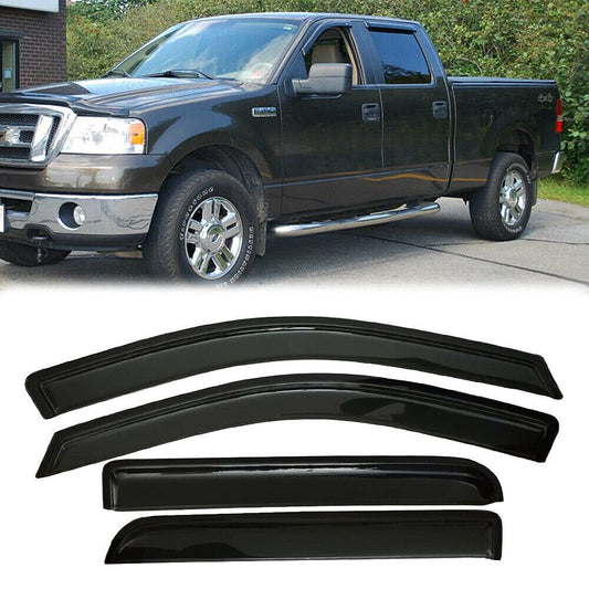 DrivegoPlus Fits 04-08 Ford F150 Supercrew Cab Acrylic Window Visors Side Deflectors 4Pc Set