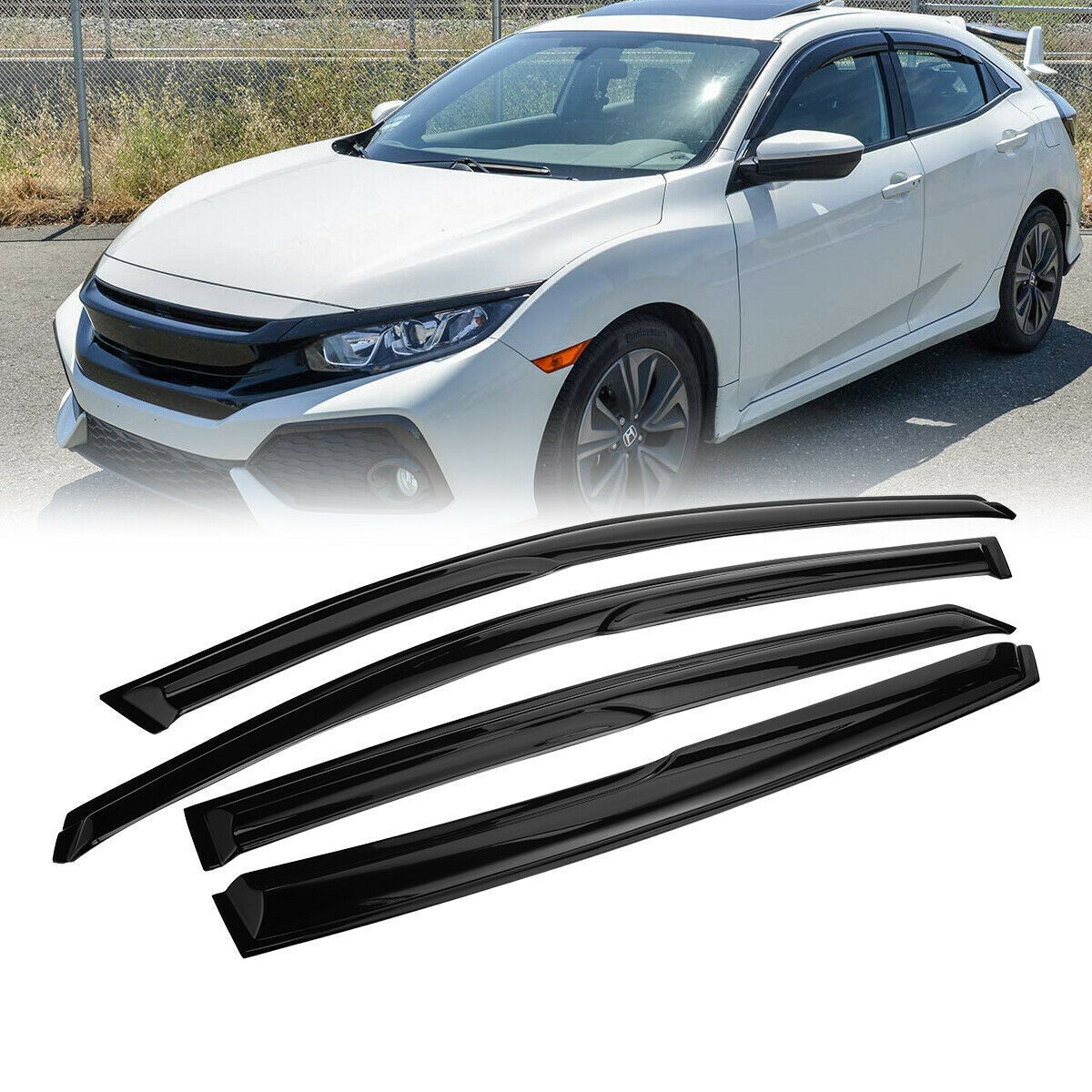 DrivegoPlus FOR 2018-2020 HONDA ACCORD JDM 3D AERO WAVY WINDOW VISOR RAIN GUARD DEFLECTOR